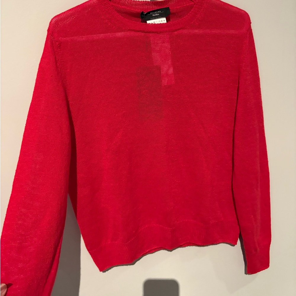 MaxMara Weekend Red Crew Neck Sweater linen - Picture 7 of 9
